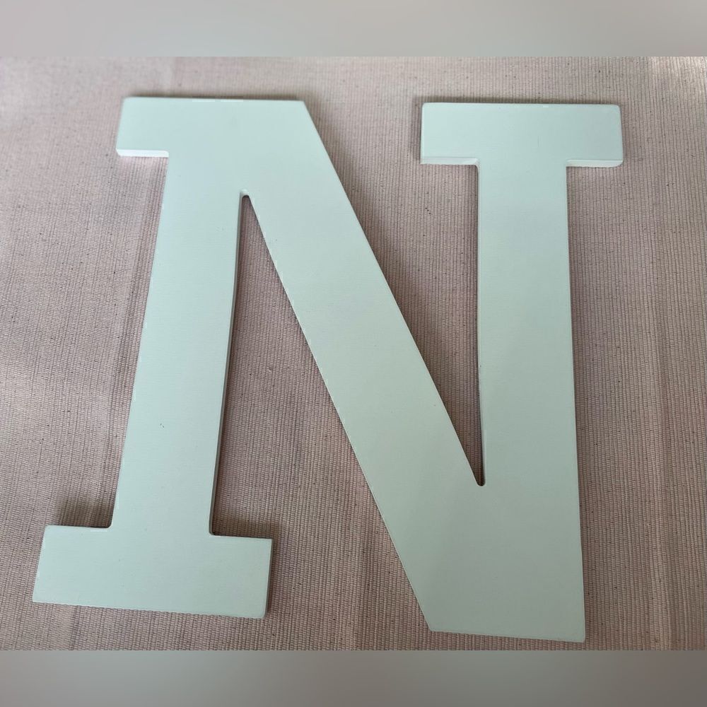 “N” Uppercase Letter White MDF Wood Wall Decor EPC Monogram Initial